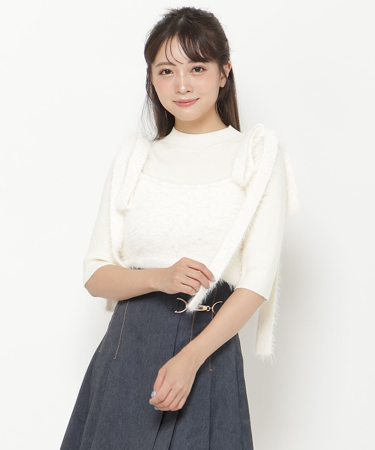 REDYAZEL「シャギーキャミ&リブニットセット」|ニット・セーター|オフ