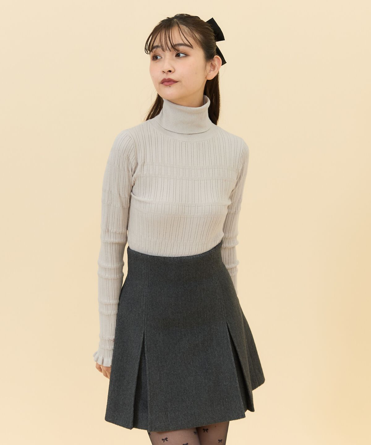 REDYAZEL「カットメルトンミニスカート」|フレア|ﾁｬｺｰﾙｸﾞﾚｰ