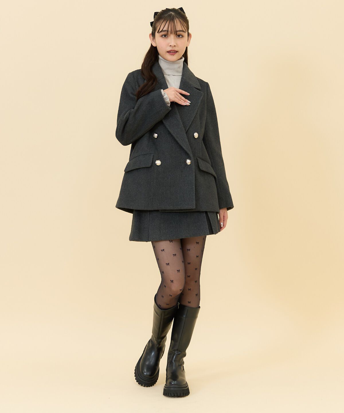 REDYAZEL「カットメルトンミニスカート」|フレア|