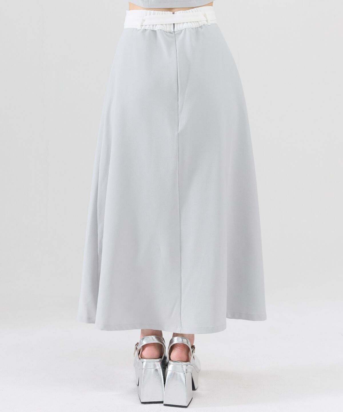 REDYAZEL「バイカラーベルテッドスリットスカート」|フレア|