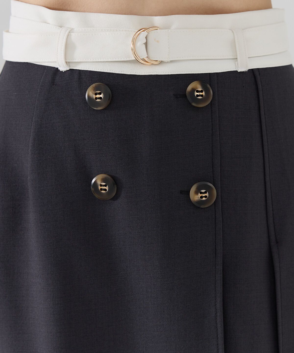 REDYAZEL「バイカラーベルテッドスリットスカート」|フレア|