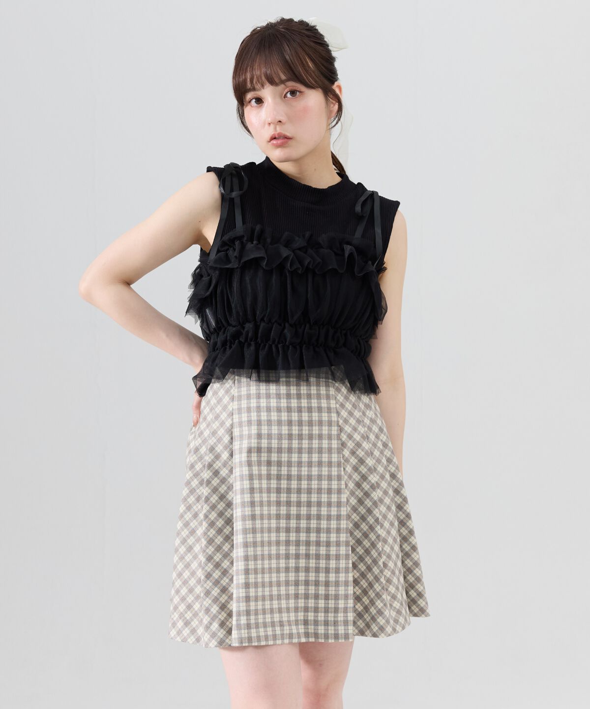 REDYAZEL「チェックプリーツスカート」|フレア|