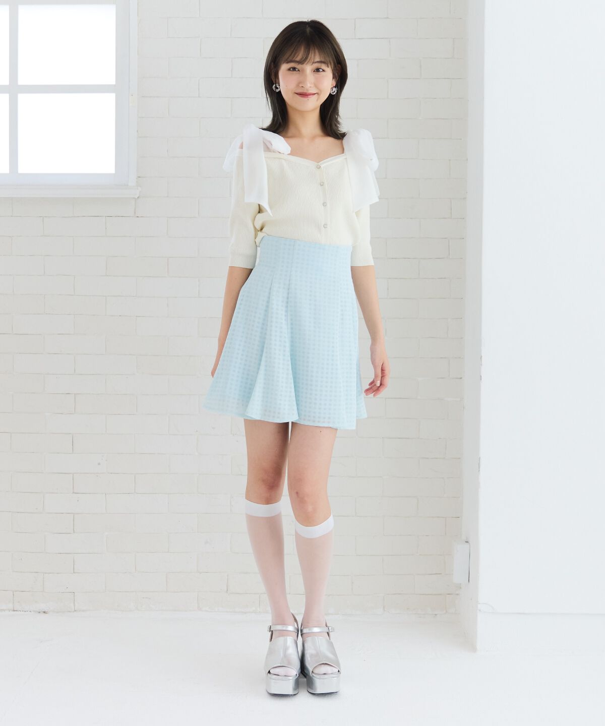 REDYAZEL「シアーチェックフレアミニスカート」|フレア|