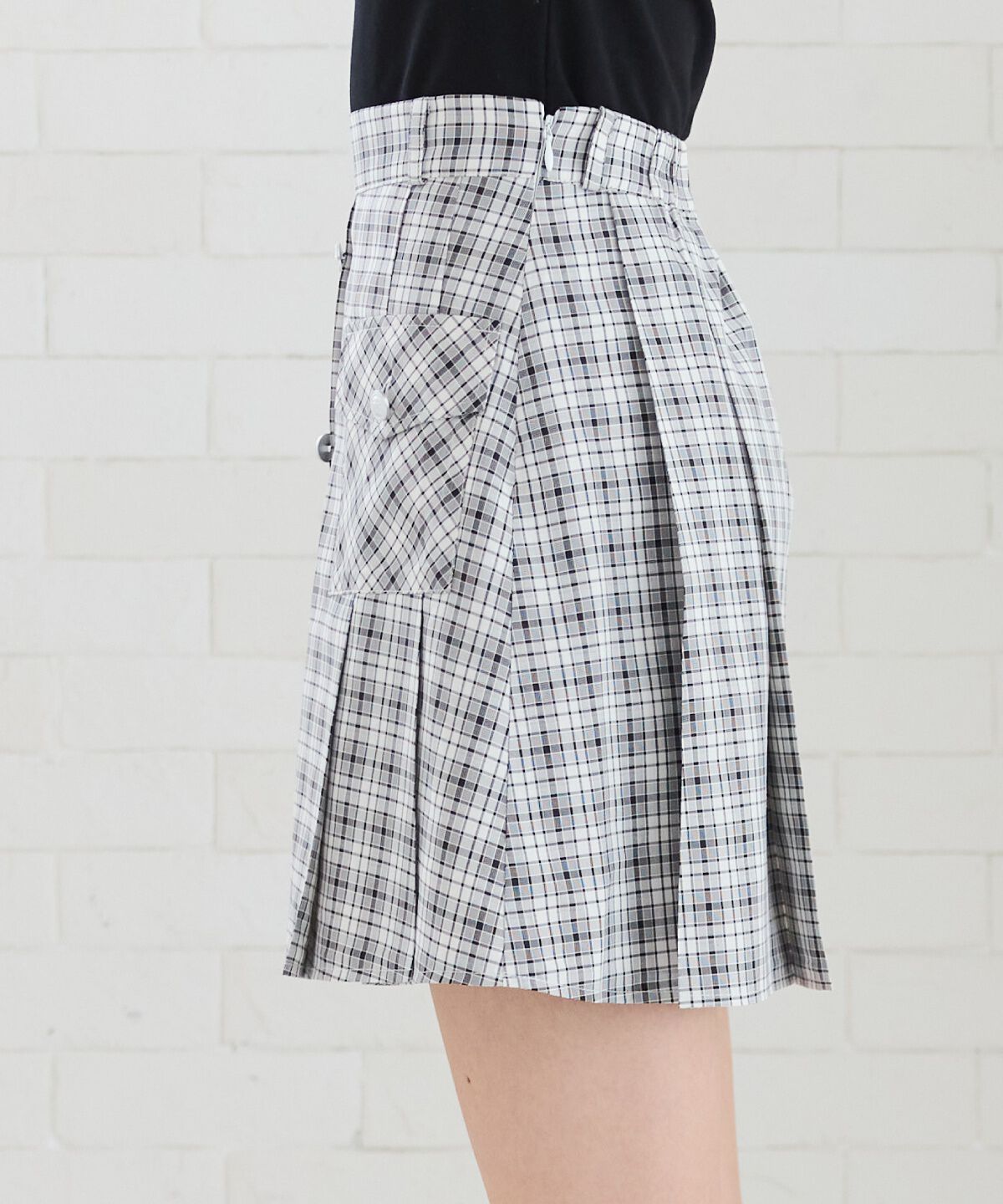 REDYAZEL「フロントボタンチェックミニスカート」|フレア|