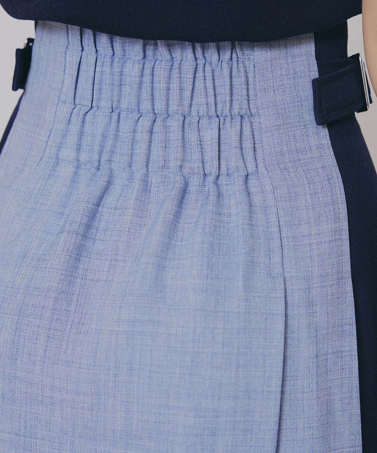 REDYAZEL「フロントジップバイカラーミディスカート」|フレア|