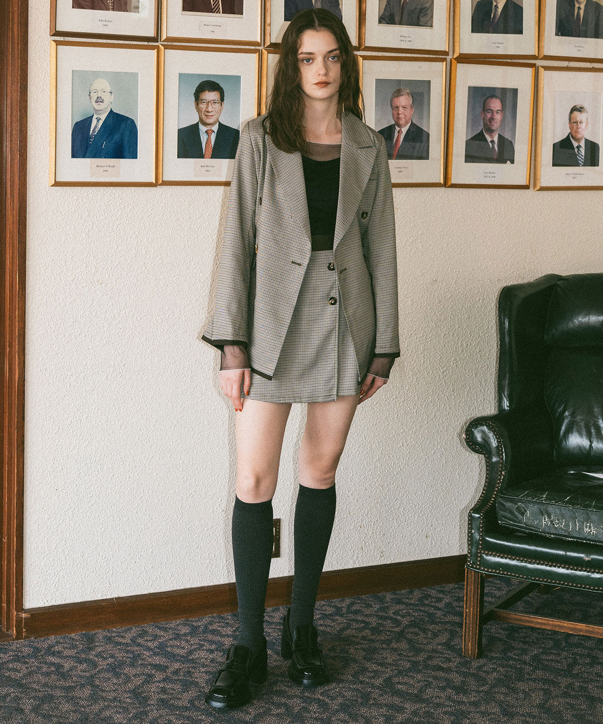 REDYAZEL「グレンチェックミニラップスカートライクショートパンツ」|台形|