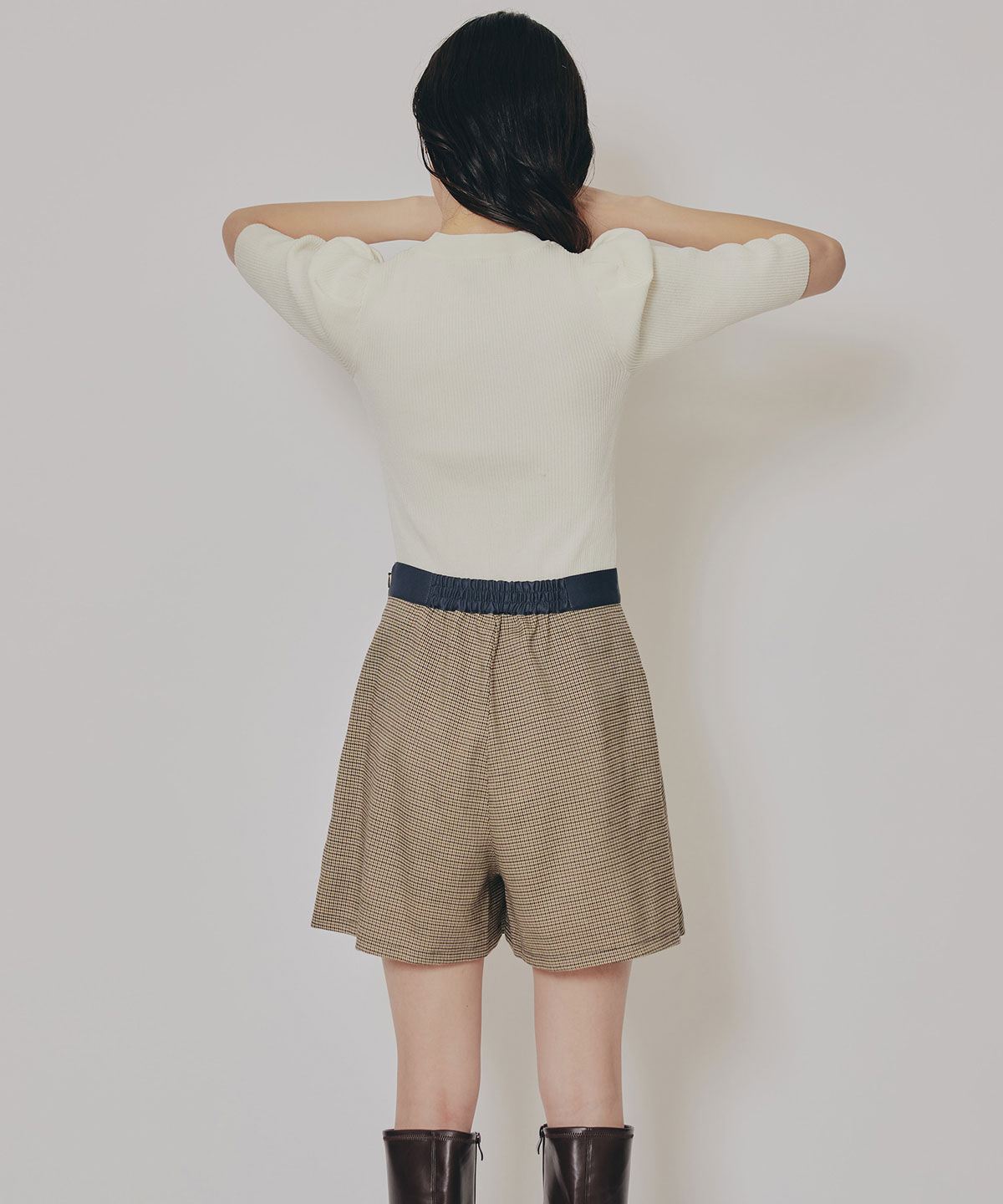 REDYAZEL「グレンチェックミニラップスカートライクショートパンツ」|台形|