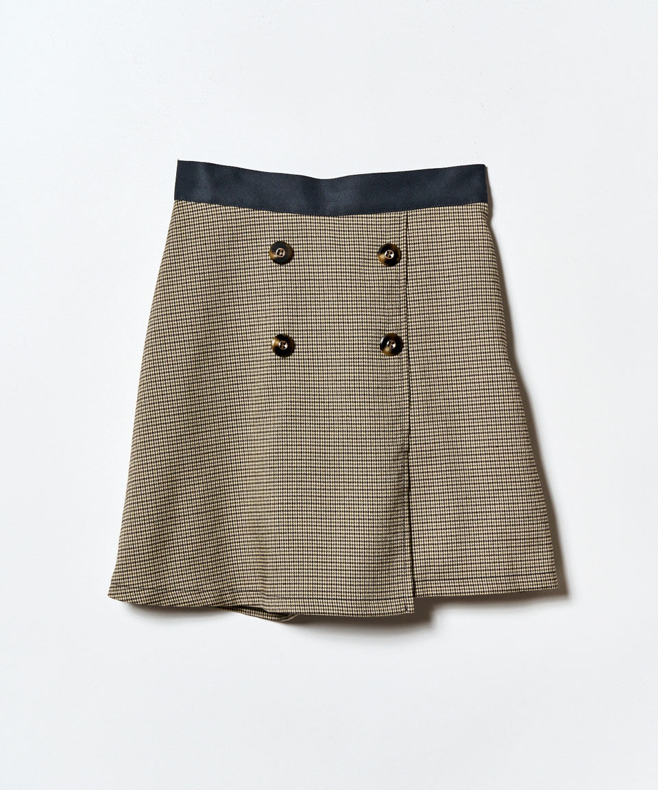 REDYAZEL「グレンチェックミニラップスカートライクショートパンツ」|台形|