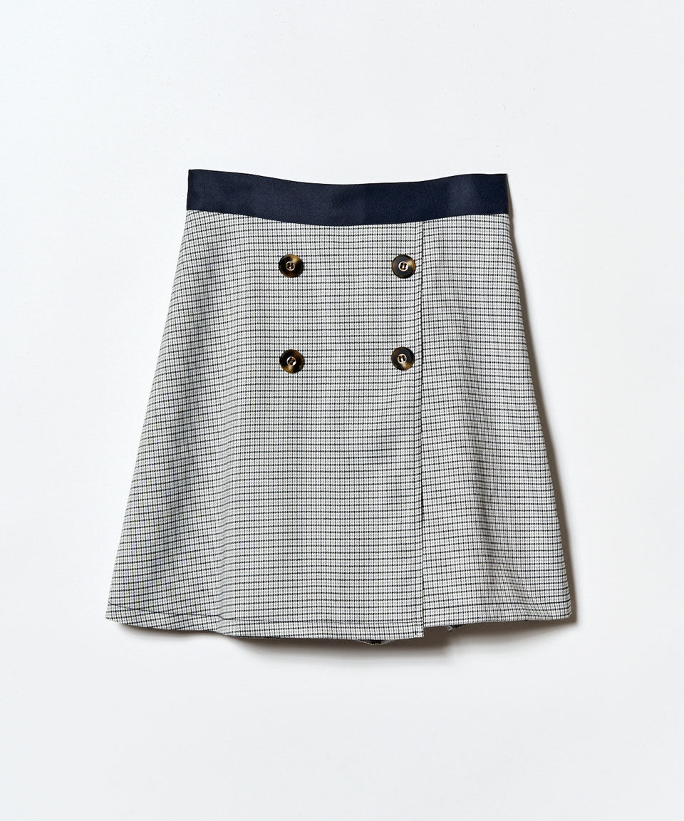 REDYAZEL「グレンチェックミニラップスカートライクショートパンツ」|台形|