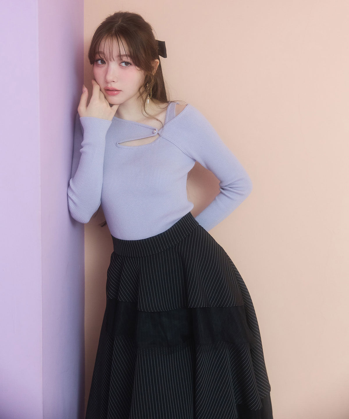 REDYAZEL「シアーMIXティアードスカート」|フレア|