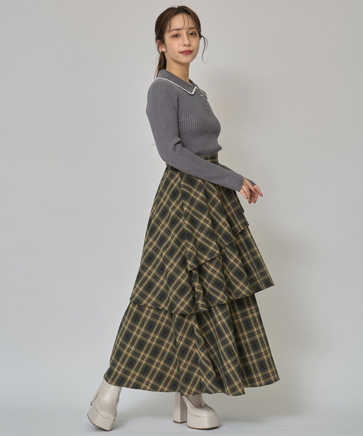 REDYAZEL「スカラカラーポロニットプルオーバー」|ニット・セーター|