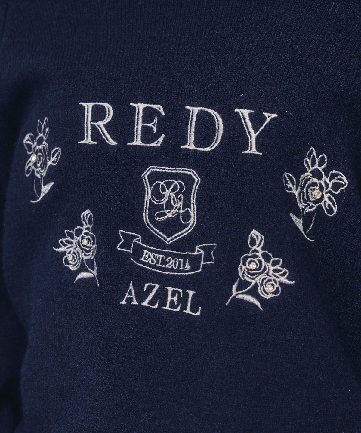 REDYAZEL「ビジューロゴエンブロイダリーニットプルオーバー」|ニット・セーター|
