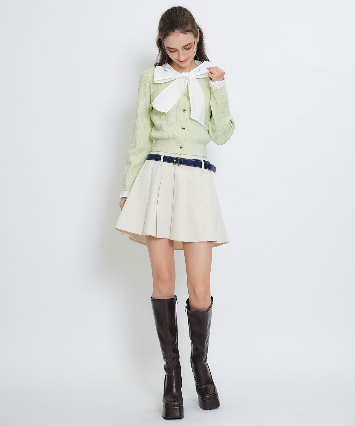 REDYAZEL「ローベルトインナーパンツプリーツミニスカート」|フレア|