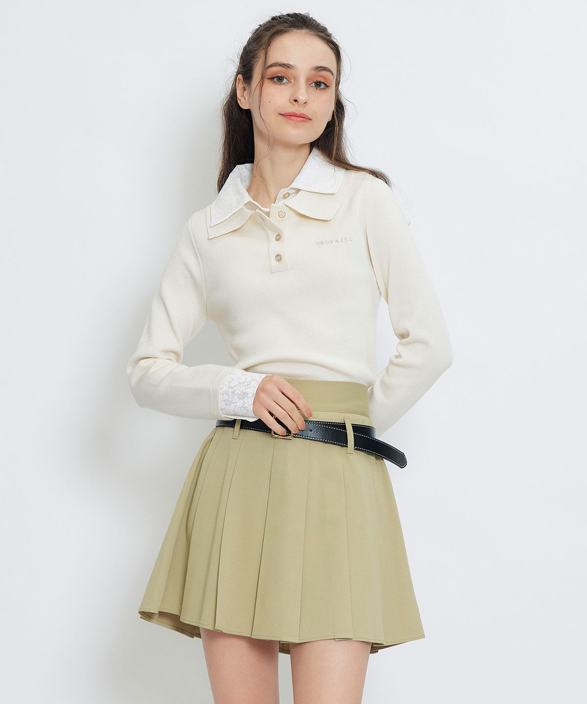 REDYAZEL「ローベルトインナーパンツプリーツミニスカート」|フレア|