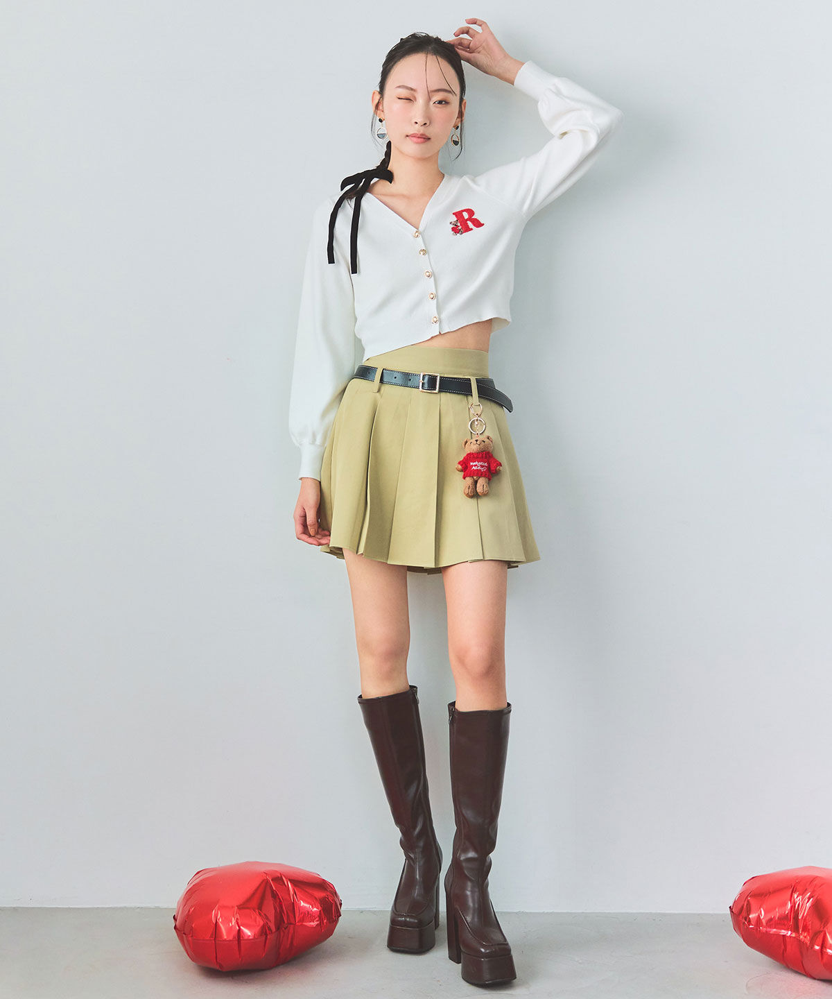 REDYAZEL「ローベルトインナーパンツプリーツミニスカート」|フレア|