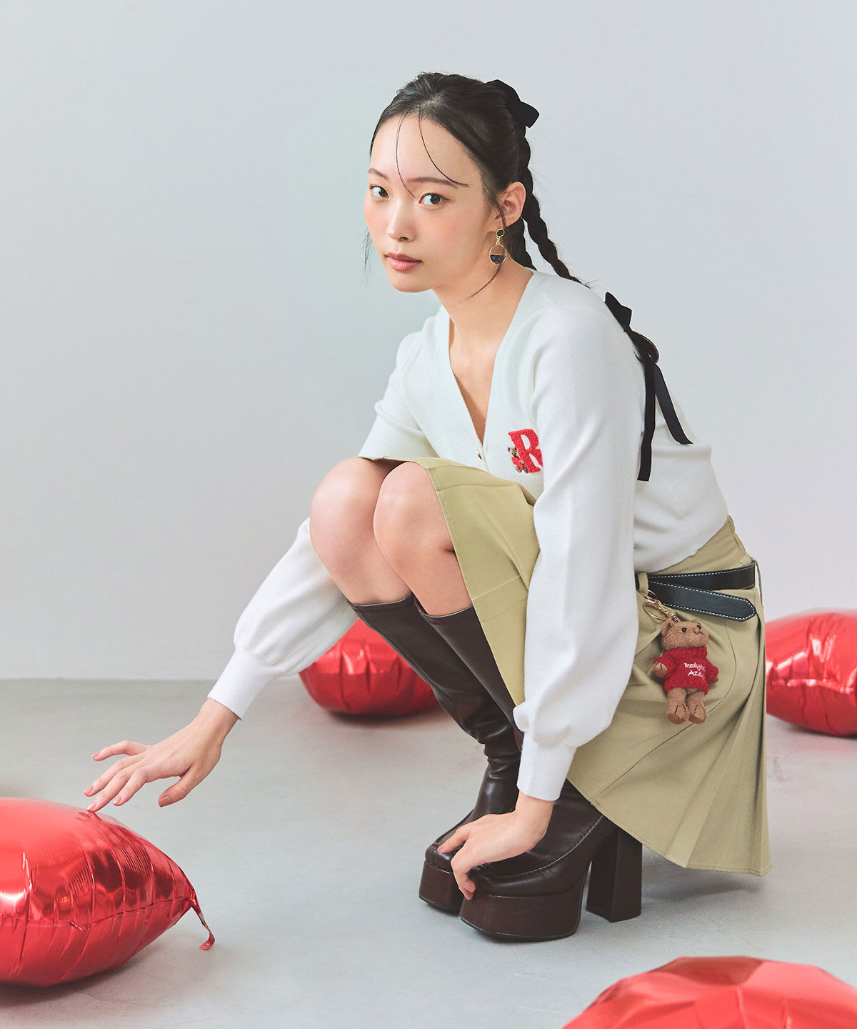 REDYAZEL「ローベルトインナーパンツプリーツミニスカート」|フレア|