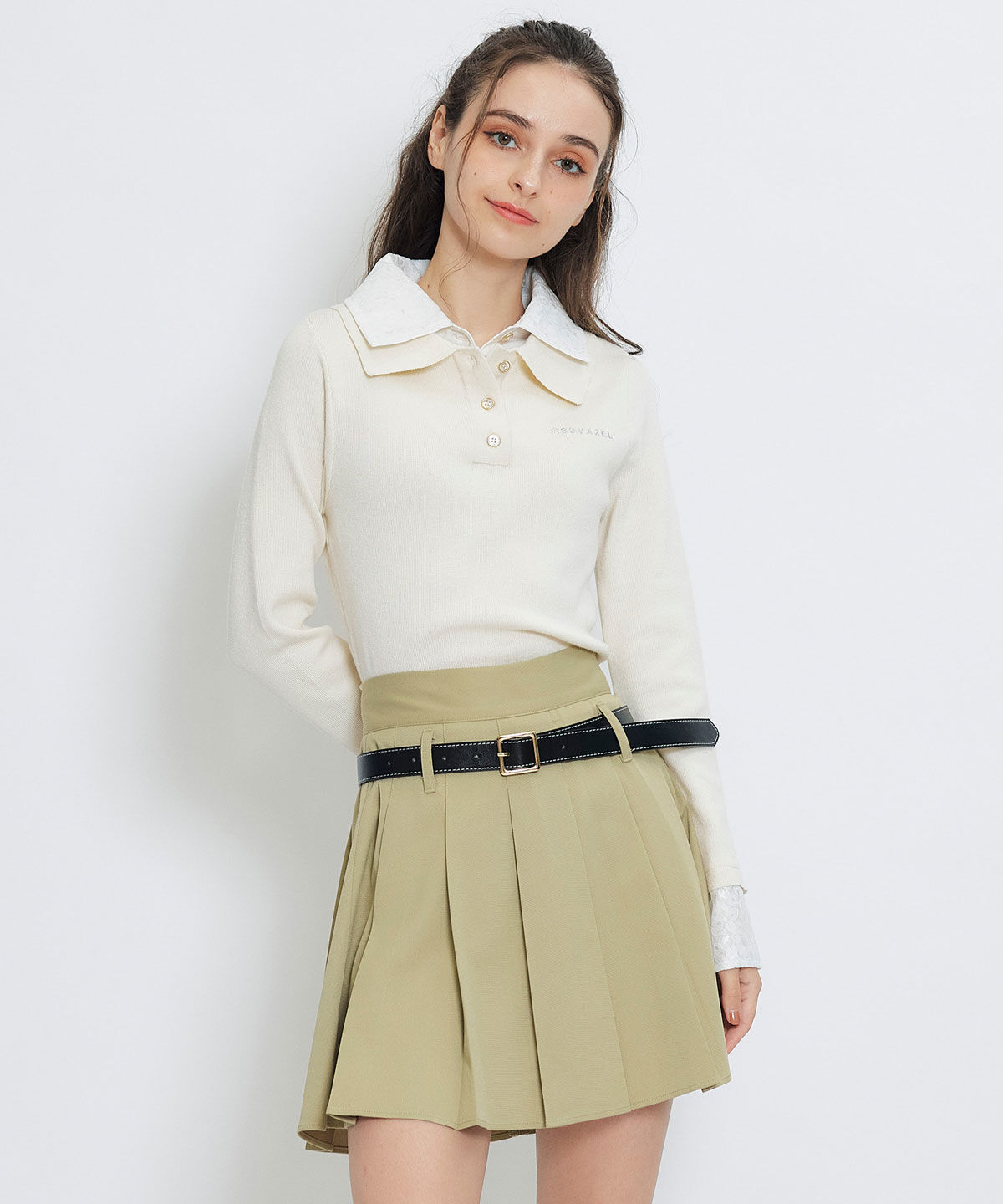 REDYAZEL「ローベルトインナーパンツプリーツミニスカート」|フレア|