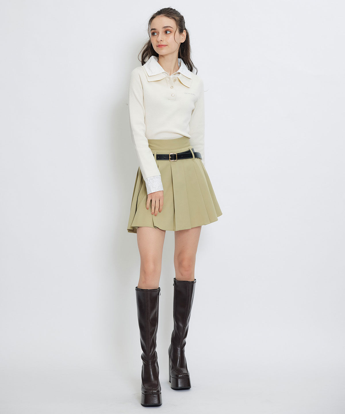 REDYAZEL「ローベルトインナーパンツプリーツミニスカート」|フレア|