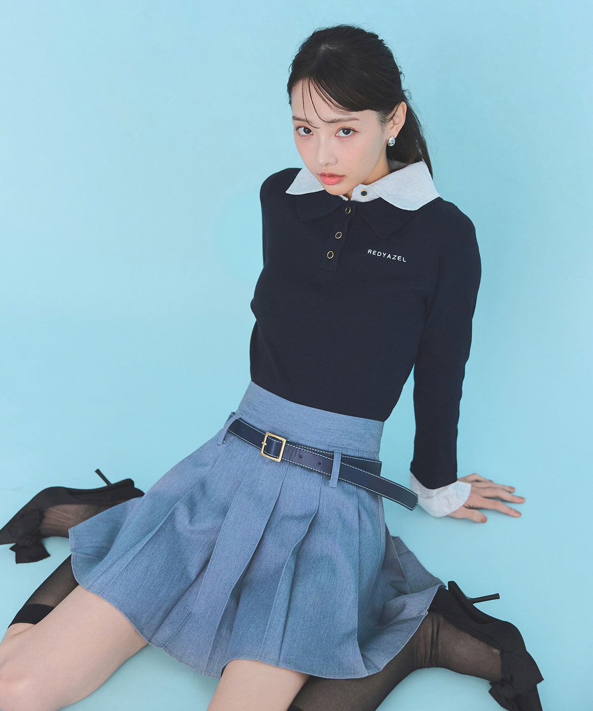 REDYAZEL「ローベルトインナーパンツプリーツミニスカート」|フレア|