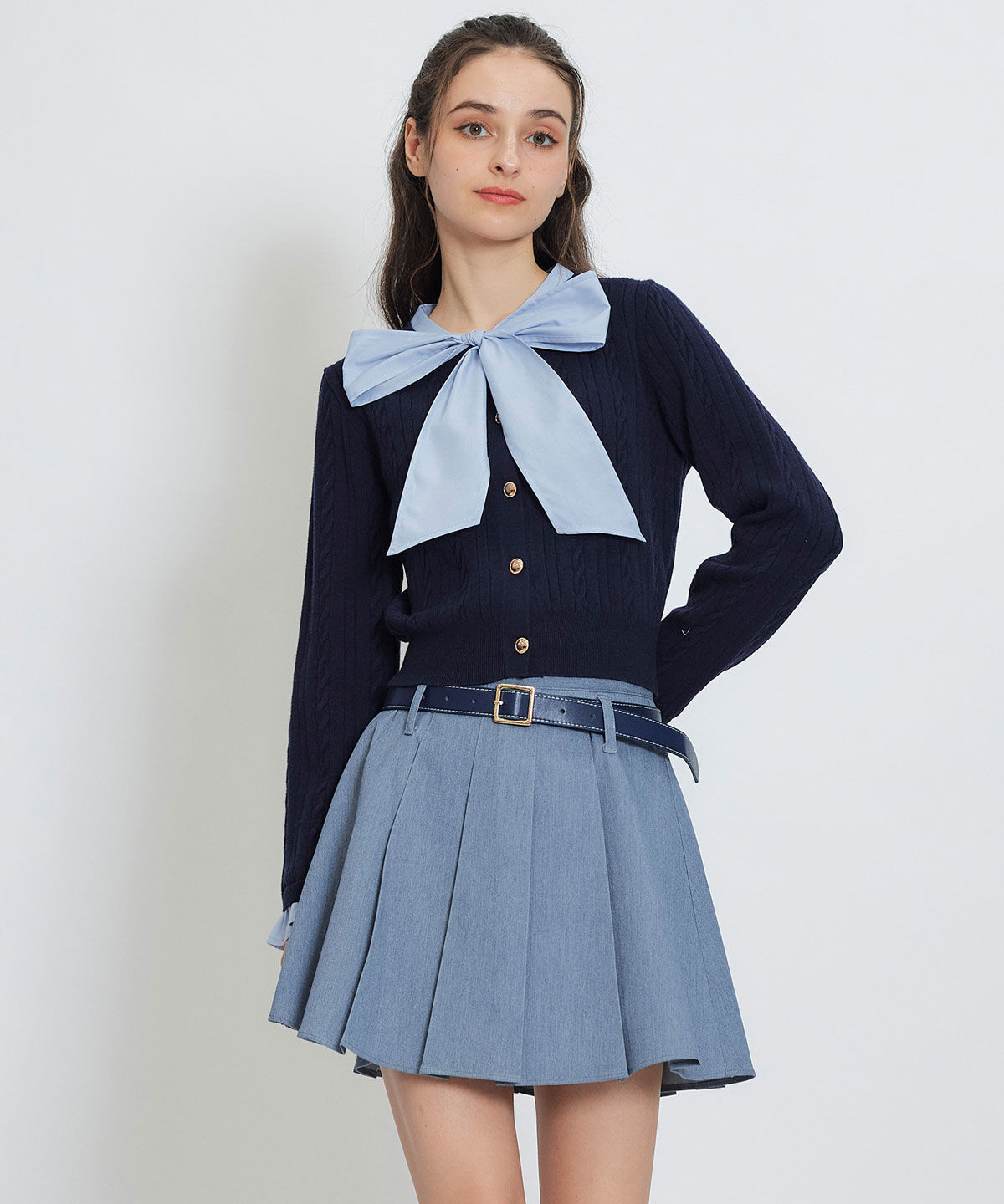 REDYAZEL「ローベルトインナーパンツプリーツミニスカート」|フレア|