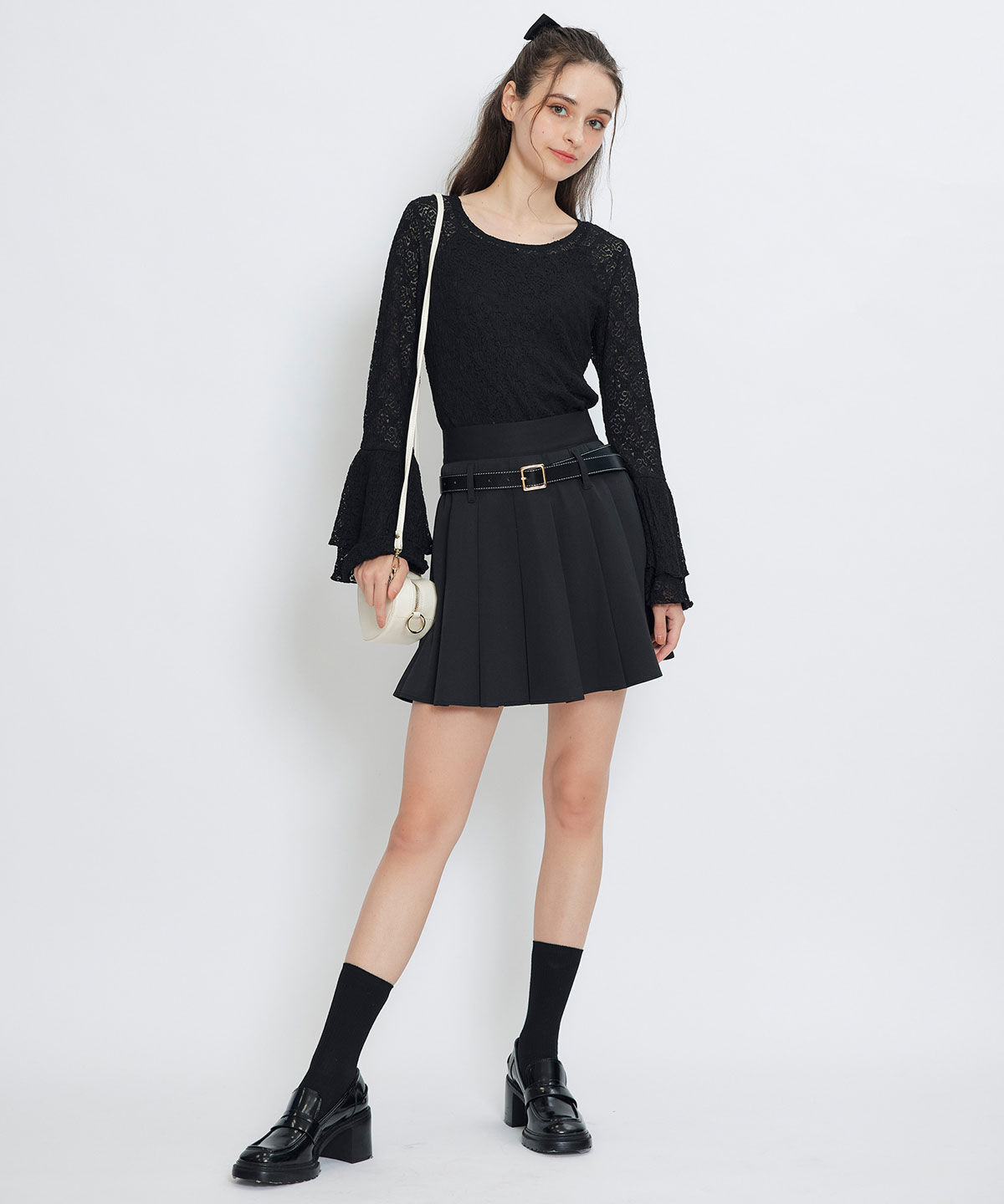 REDYAZEL「ローベルトインナーパンツプリーツミニスカート」|フレア|