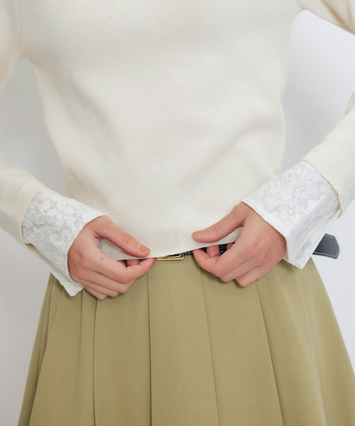 REDYAZEL「ダブルレースカラーポロニットプルオーバー」|ニット・セーター|