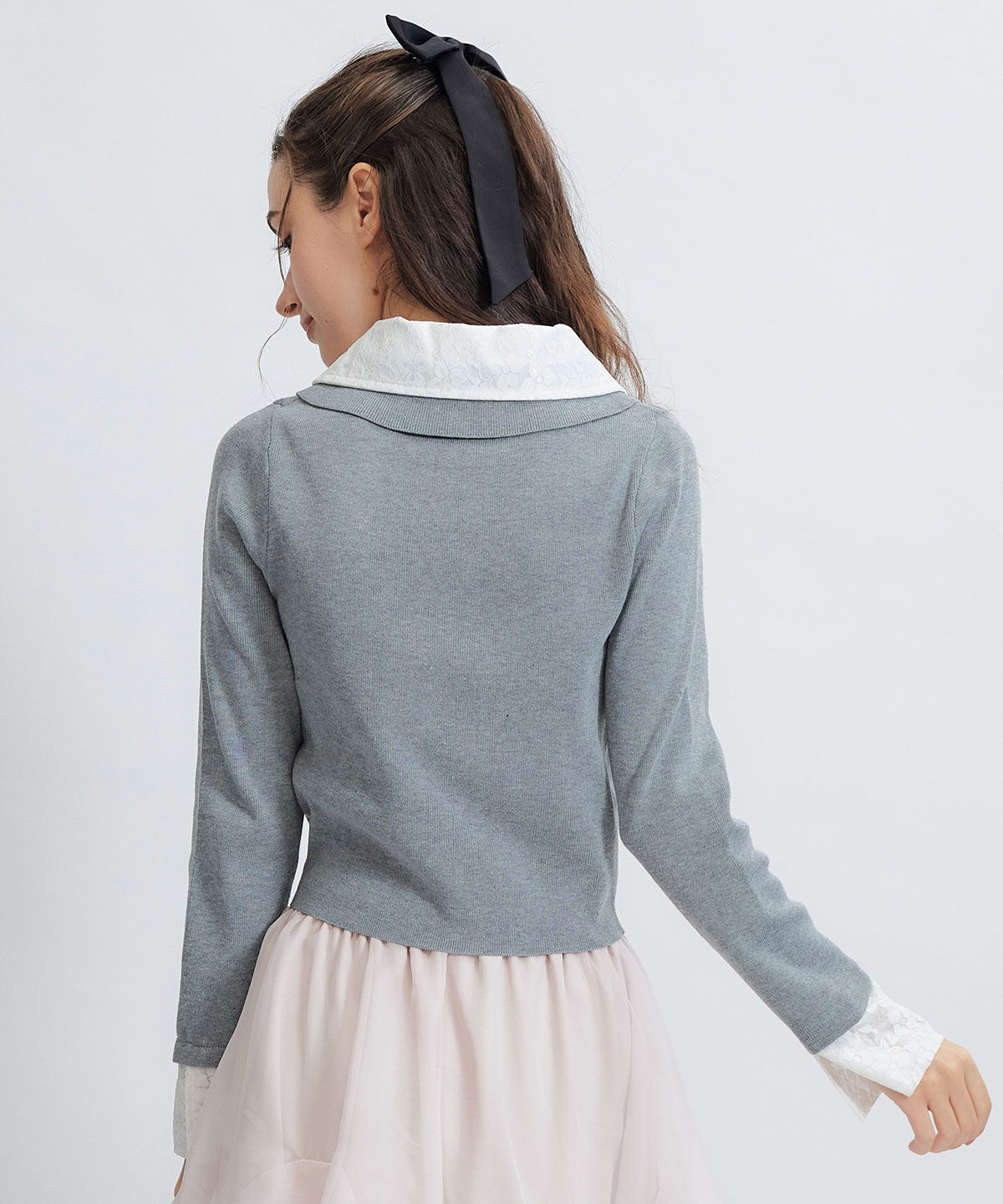 REDYAZEL「ダブルレースカラーポロニットプルオーバー」|ニット・セーター|