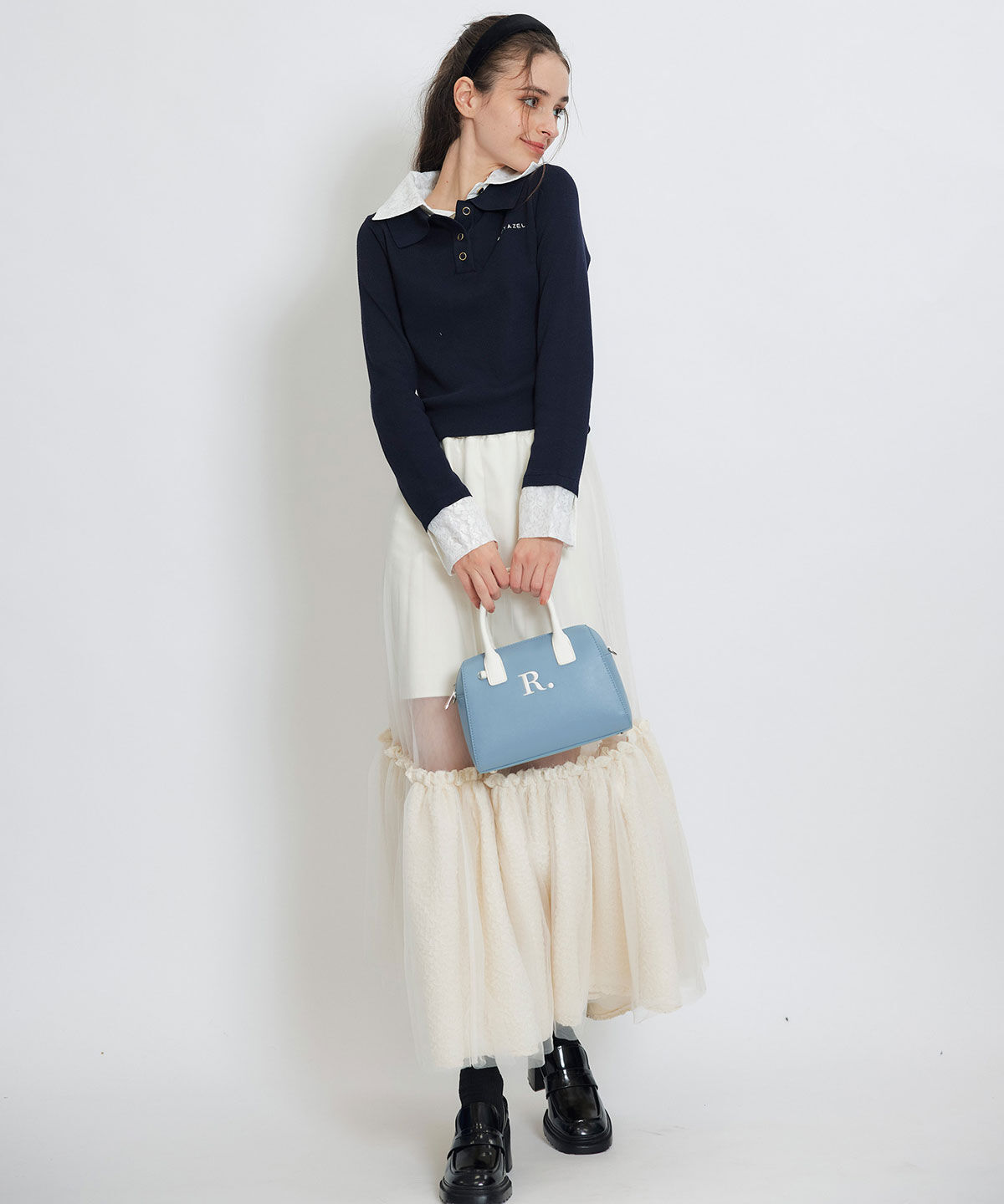 REDYAZEL「ダブルレースカラーポロニットプルオーバー」|ニット・セーター|