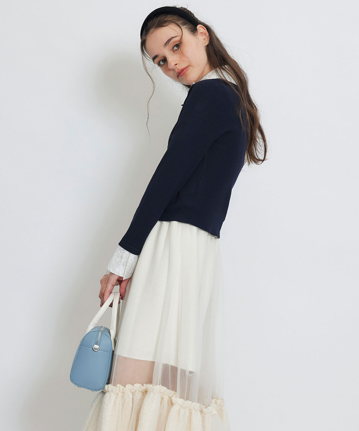 REDYAZEL「ダブルレースカラーポロニットプルオーバー」|ニット・セーター|