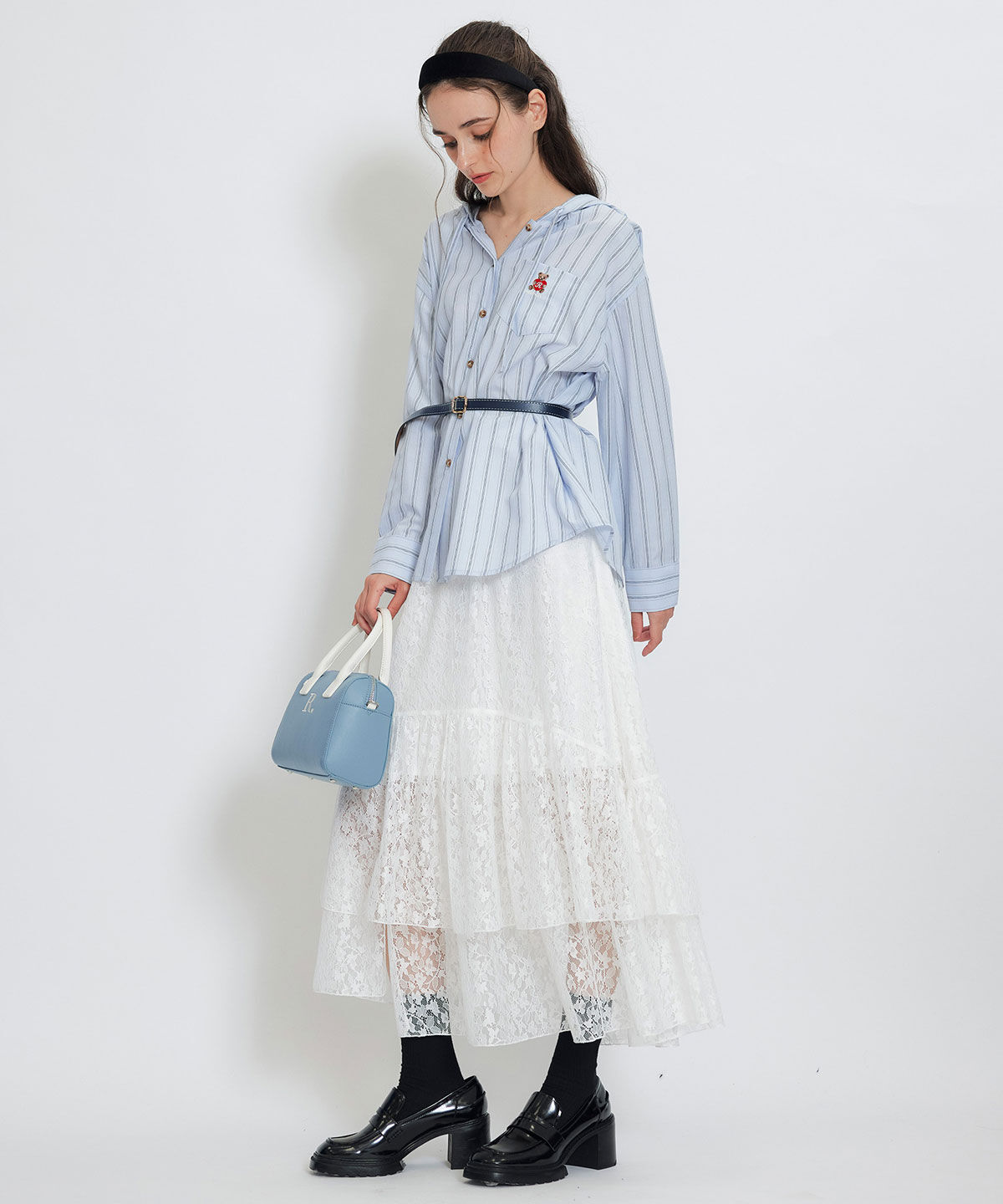 REDYAZEL「スリットレースフレアロングスカート」|フレア|