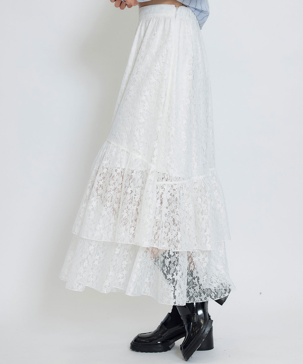 REDYAZEL「スリットレースフレアロングスカート」|フレア|