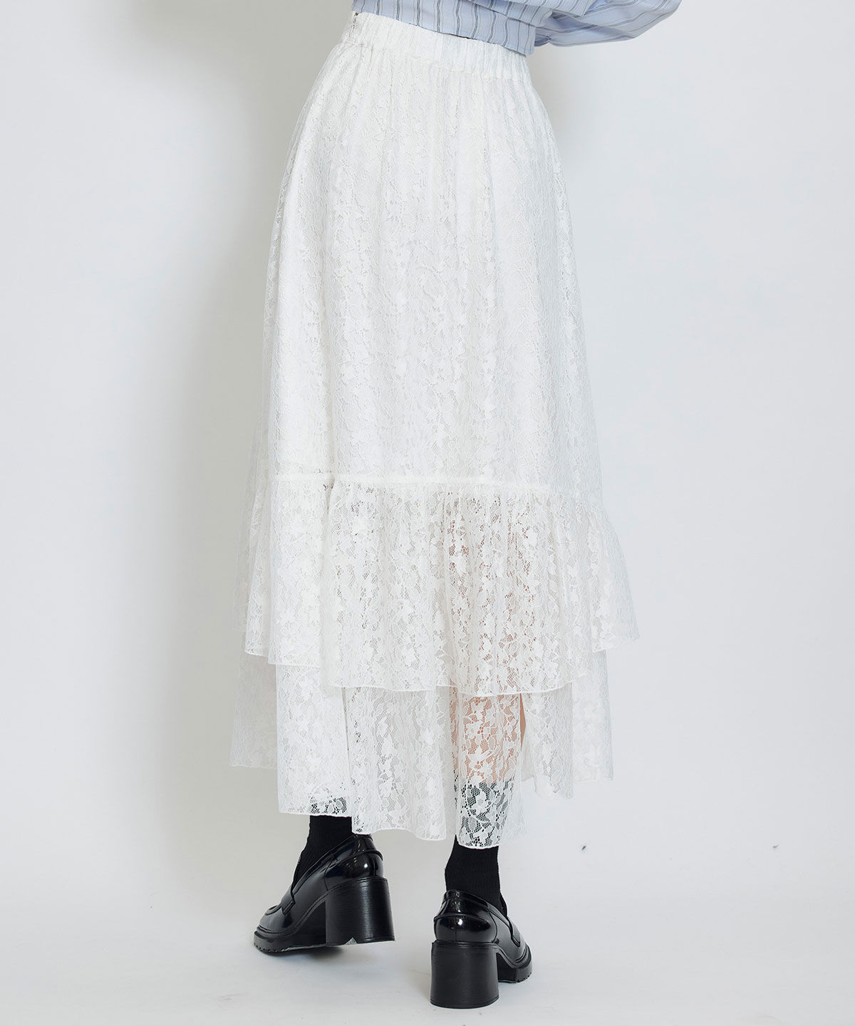 REDYAZEL「スリットレースフレアロングスカート」|フレア|