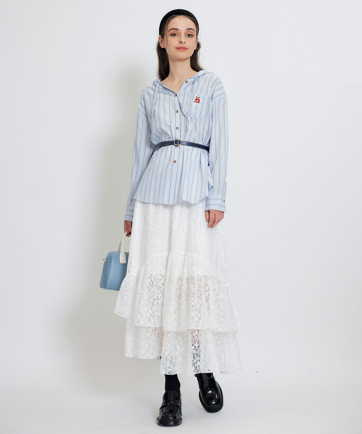 REDYAZEL「スリットレースフレアロングスカート」|フレア|