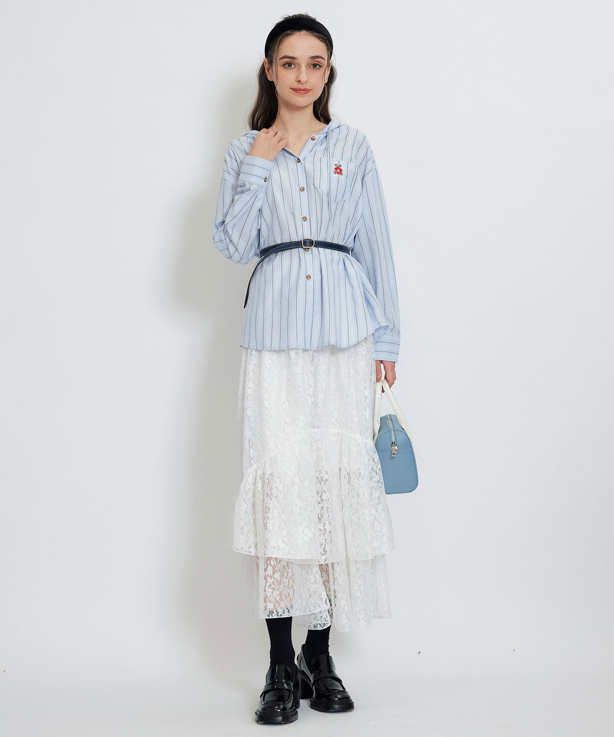 REDYAZEL「スリットレースフレアロングスカート」|フレア|