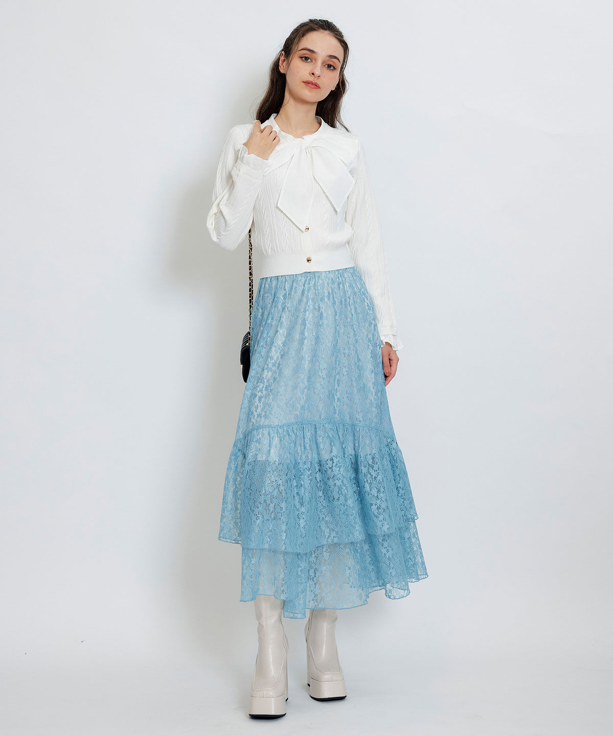 REDYAZEL「スリットレースフレアロングスカート」|フレア|