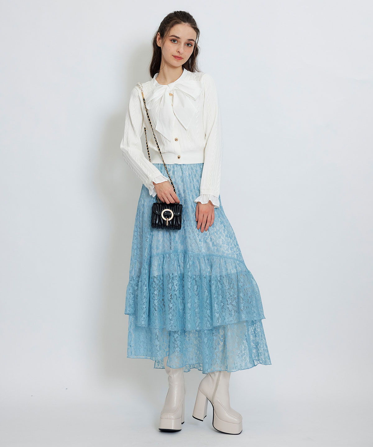 REDYAZEL「スリットレースフレアロングスカート」|フレア|