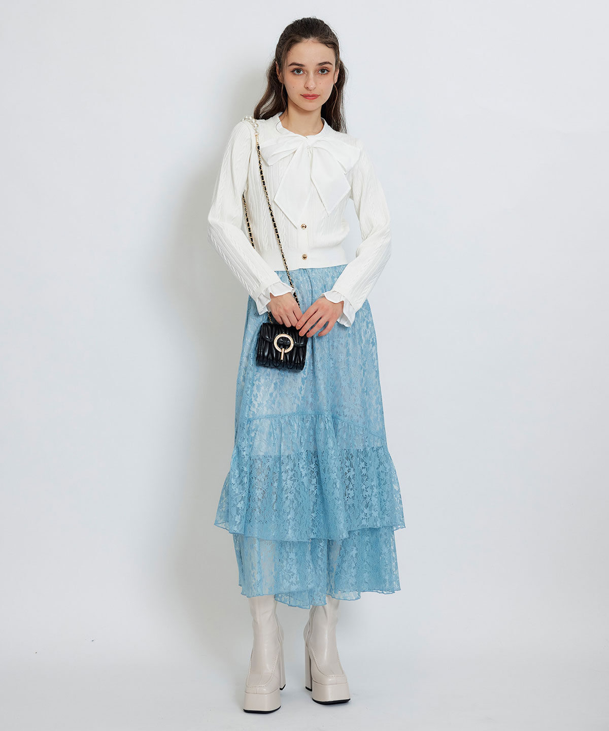 REDYAZEL「スリットレースフレアロングスカート」|フレア|