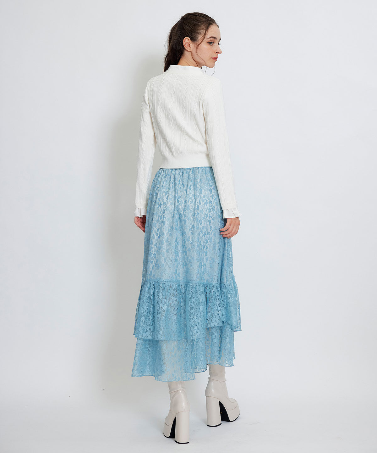 REDYAZEL「スリットレースフレアロングスカート」|フレア|