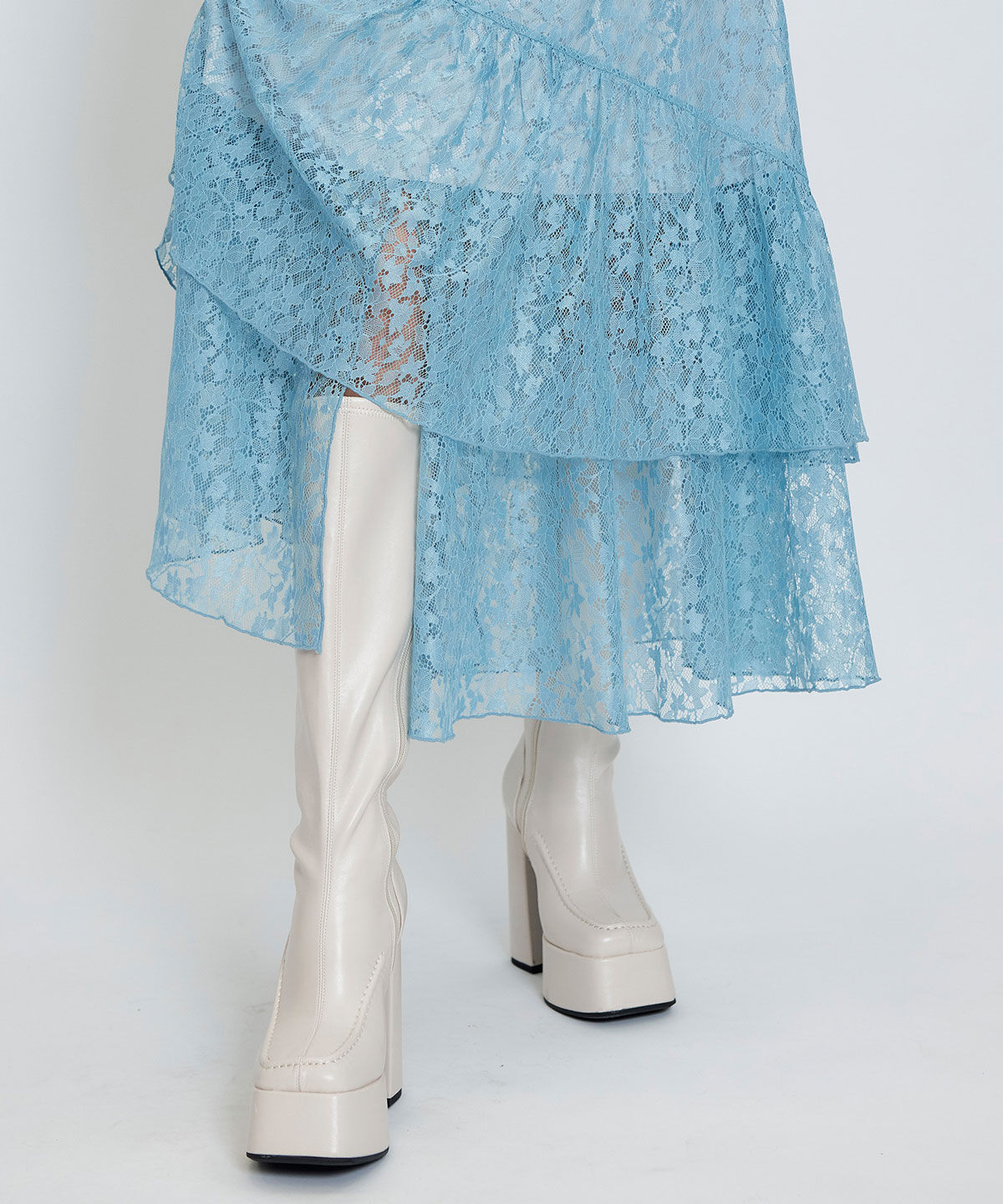 REDYAZEL「スリットレースフレアロングスカート」|フレア|