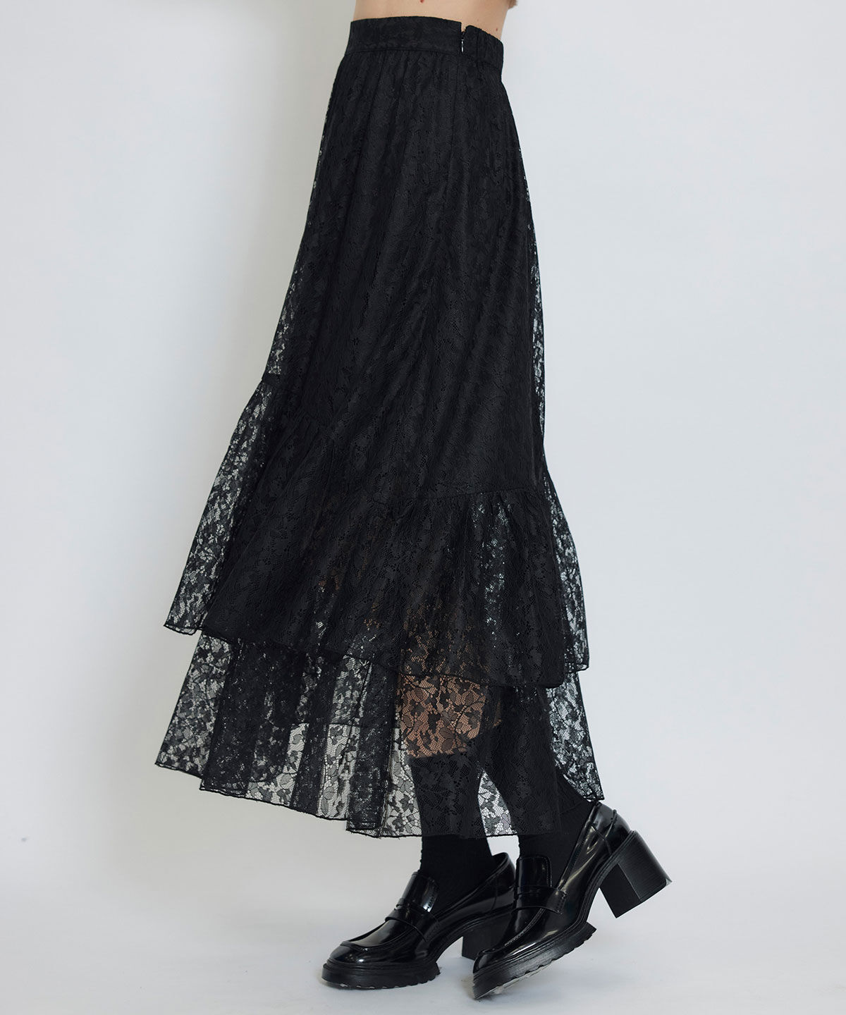 REDYAZEL「スリットレースフレアロングスカート」|フレア|