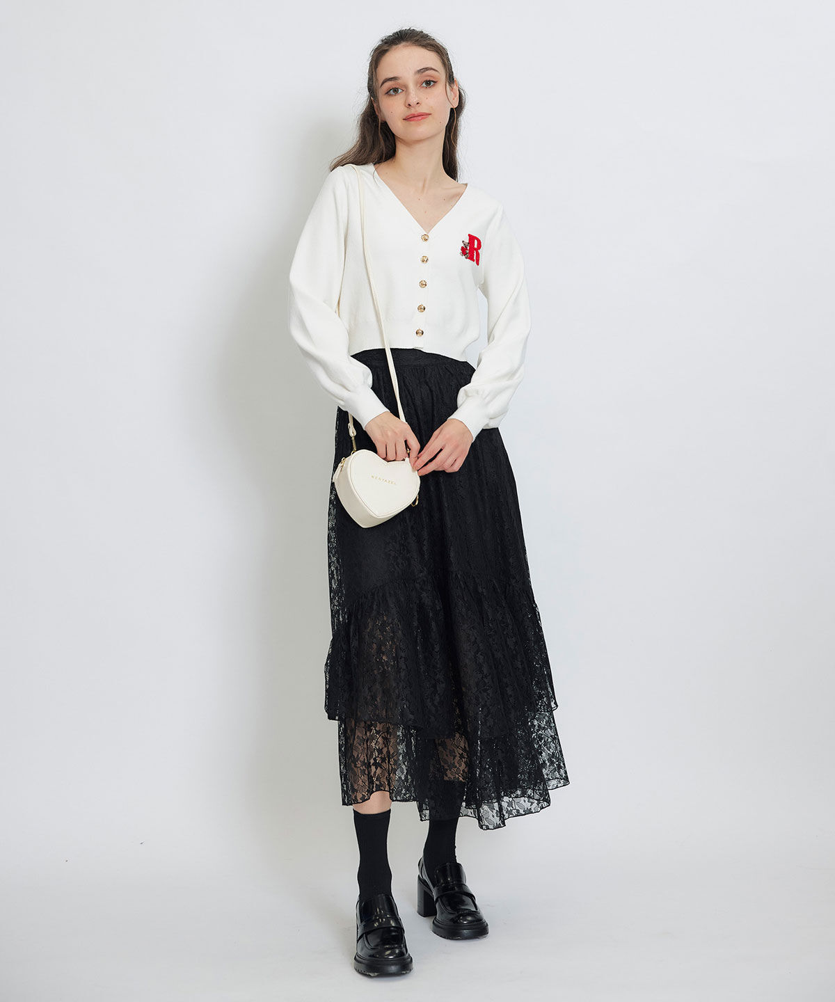 REDYAZEL「スリットレースフレアロングスカート」|フレア|