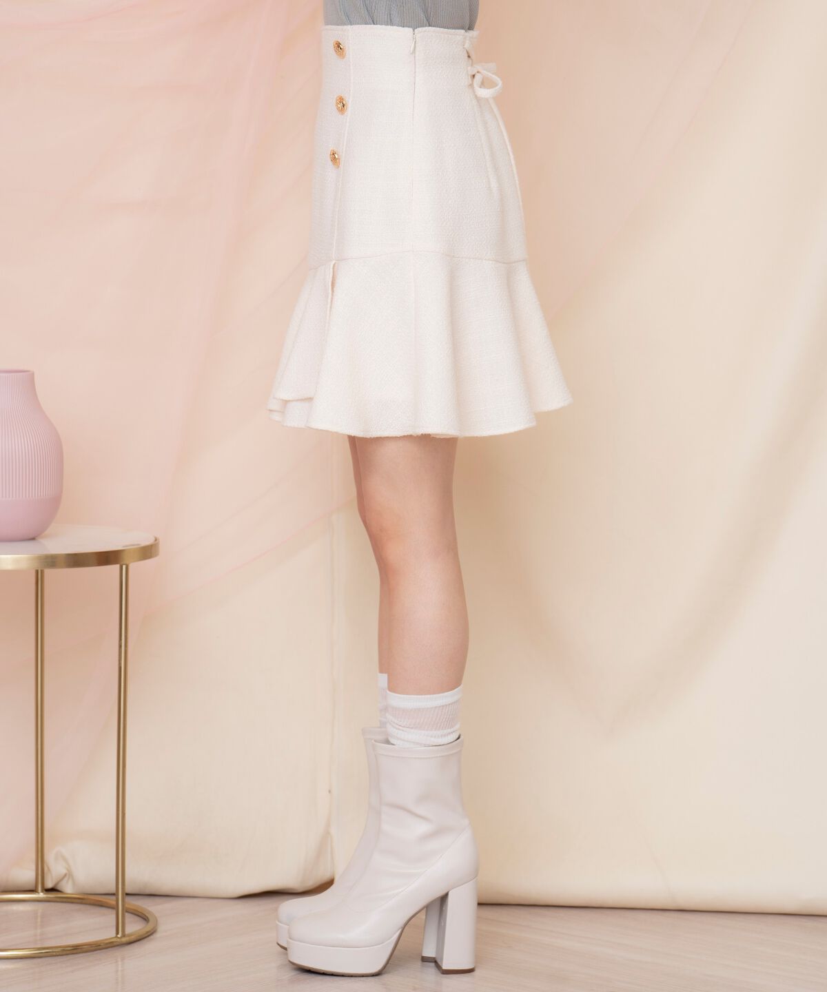 WILLSELECTION「アシメヘムツイードミニスカート」|フレア|