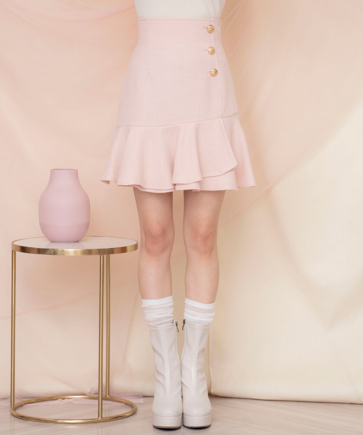 WILLSELECTION「アシメヘムツイードミニスカート」|フレア|