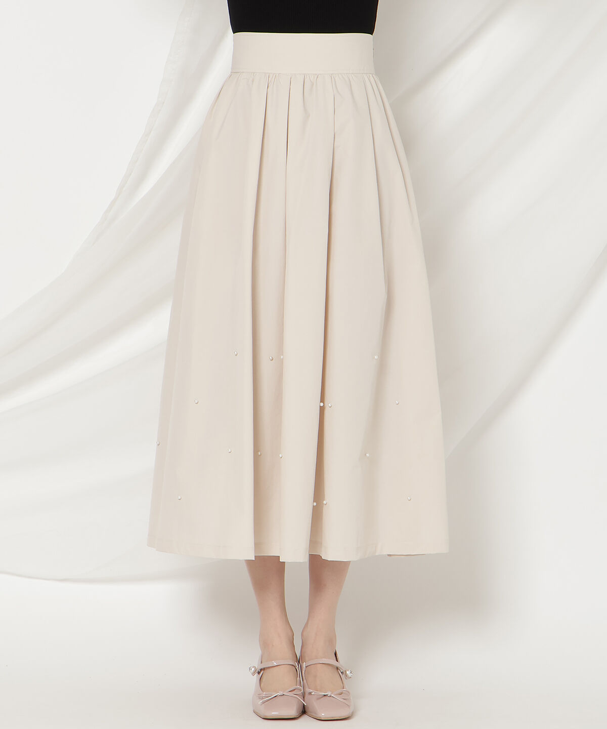WILLSELECTION「パールタックギャザースカート」|フレア|