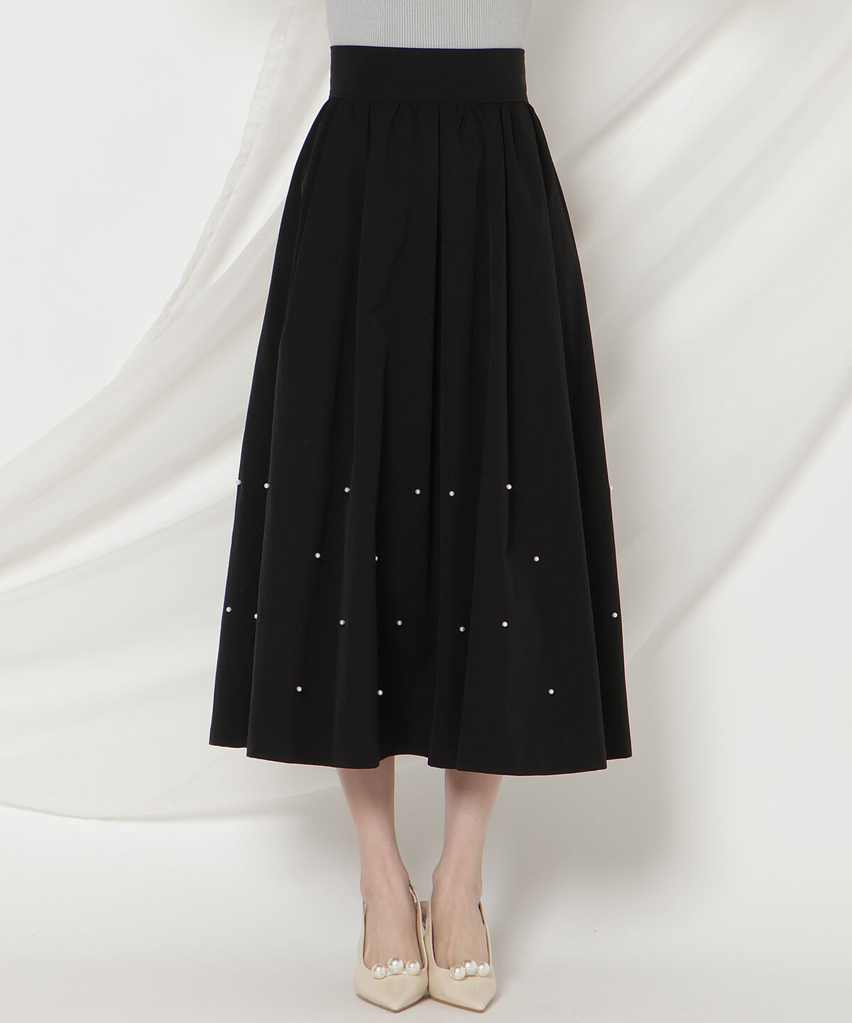 WILLSELECTION「パールタックギャザースカート」|フレア|