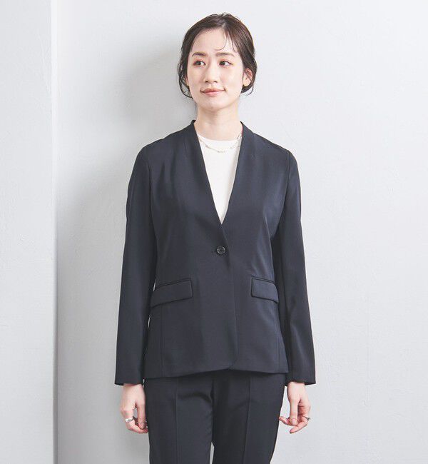 UNITED ARROWS「FEEL CLEAN Vノーカラー ジャケット」|ノーカラージャケット|