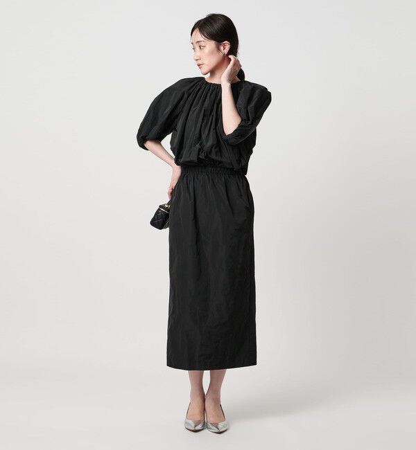 UNITED ARROWS「ギャザー ワンピース‐ウォッシャブル‐」|ワンピース|BLACK