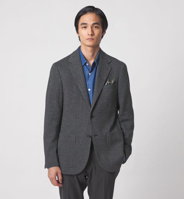 UNITED ARROWS「ハウンドトゥース ジャージ シングル2ボタン テーラードジャケット COMFORT EASY‐MODEL」|テーラードジャケット|DK.GRAY