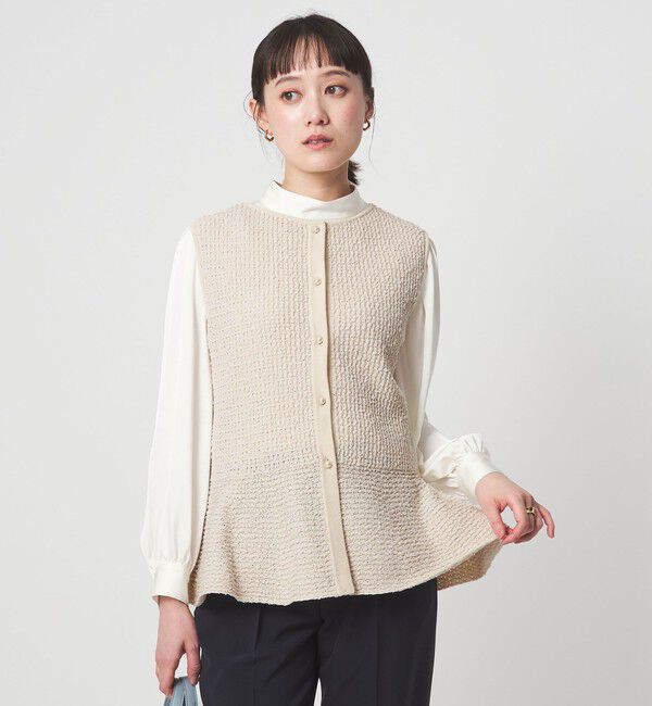 UNITED ARROWS green label relaxing「パイピング ペプラム ニット ジレ」|ベスト・ジレ|BEIGE