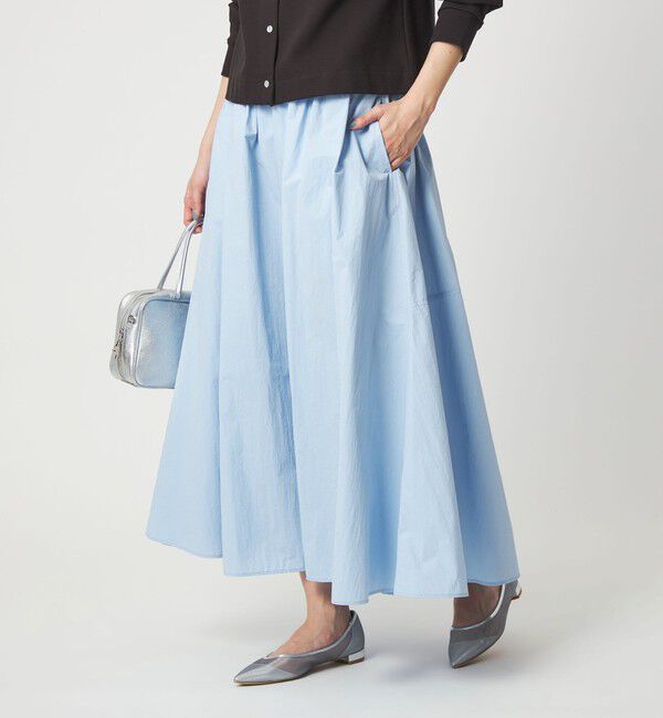 UNITED ARROWS green label relaxing「ギャザー フレア スカート」|フレア|LT.BLUE